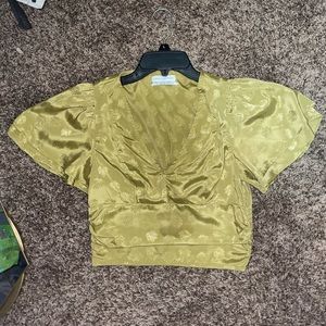 Urban outfitters silk crop gold short sleeve